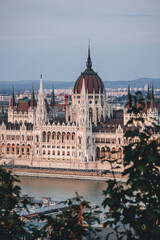 hungarian parliament budapest hungary from across the river danube bank 