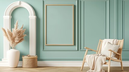 Room with a white frame and a white chair