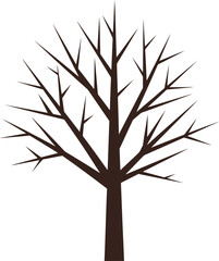 Obraz premium Detailed illustration of a barren tree with intricate branches in flat design style showcasing autumn vibes in vector art