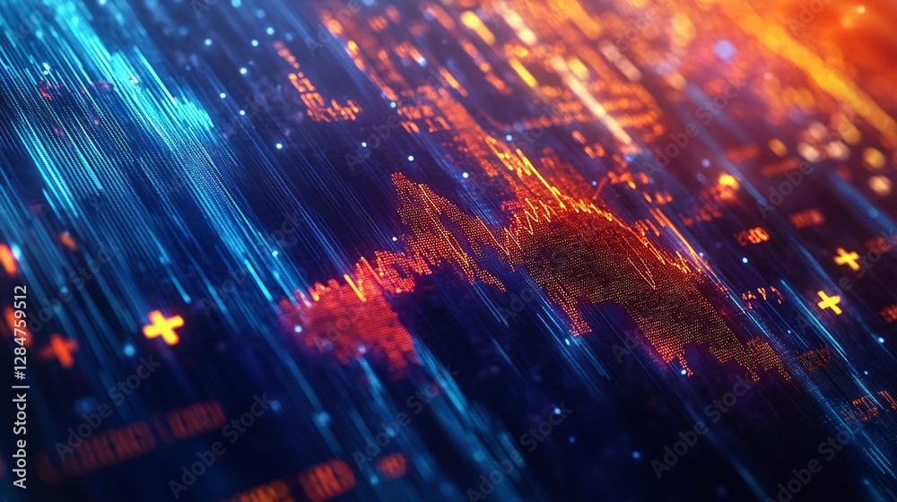 Aufkleber abstract visualization of global data network flow
