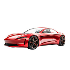 A Modern Electric Coupe in Bold Red Isolated on Transparent Background