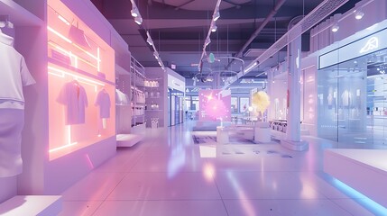 A seamless transition between virtual and physical spaces in a retail store concept.

