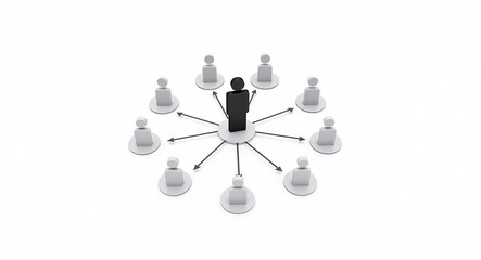 Obraz premium central black figure in a network of interconnected grey figures