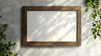 Wooden framed white frame with a shadow on it