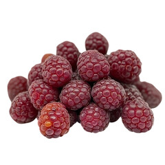 A Handful of Ripe Raspberries with Deep Red Color Isolated on Transparent Background