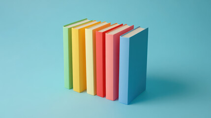 Naklejka premium Five colorful books stacked in a 3D perspective