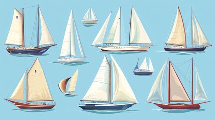 Collection of Sailboats on Calm Blue Water