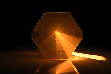 Hexagon Prism Emits Light Beam on Dark Surface