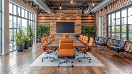 Modern Conference Room with Stylish Furniture and Natural Light