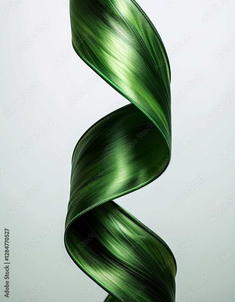 Poster Elegant Green Cucumber Ribbon Spiraling Gracefully in a Soft Light Setting
