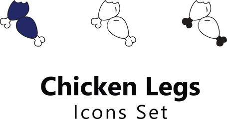 Chicken Legs Icons thin line and glyph vector icon editable stroke illustration.