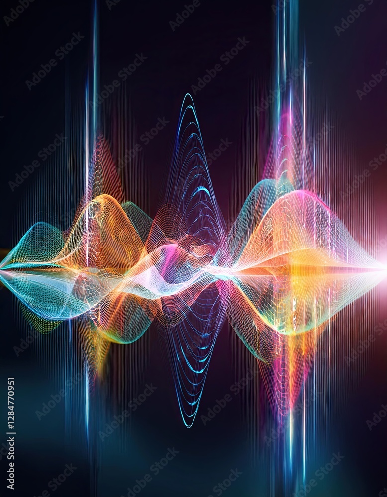 Aufkleber Artistic Representation of Infinite Loops Illustrated by a Dynamic Audiobook Waveform