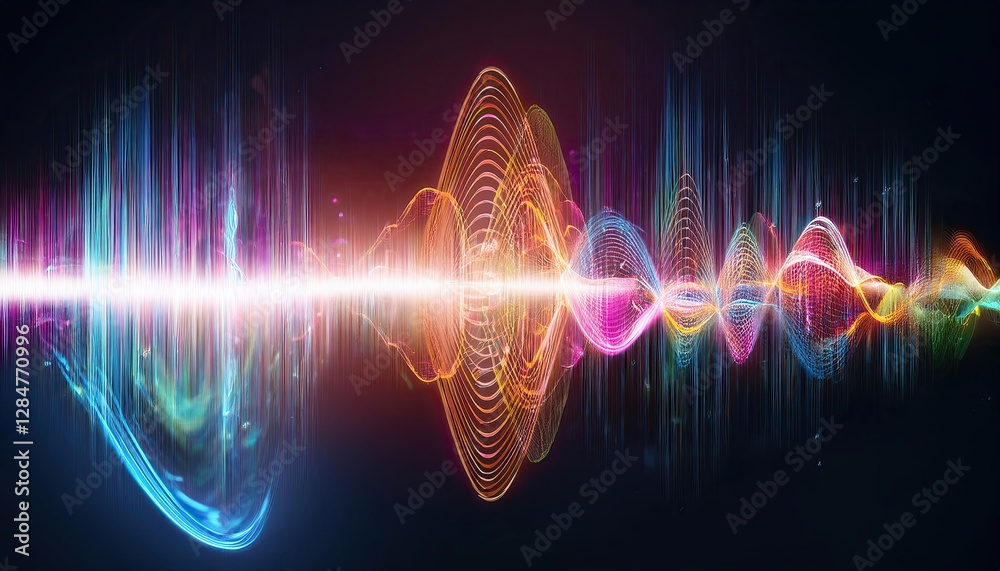Poster Visual Representation of an Audiobook Waveform Forming an Infinity Loop in Vibrant Colors