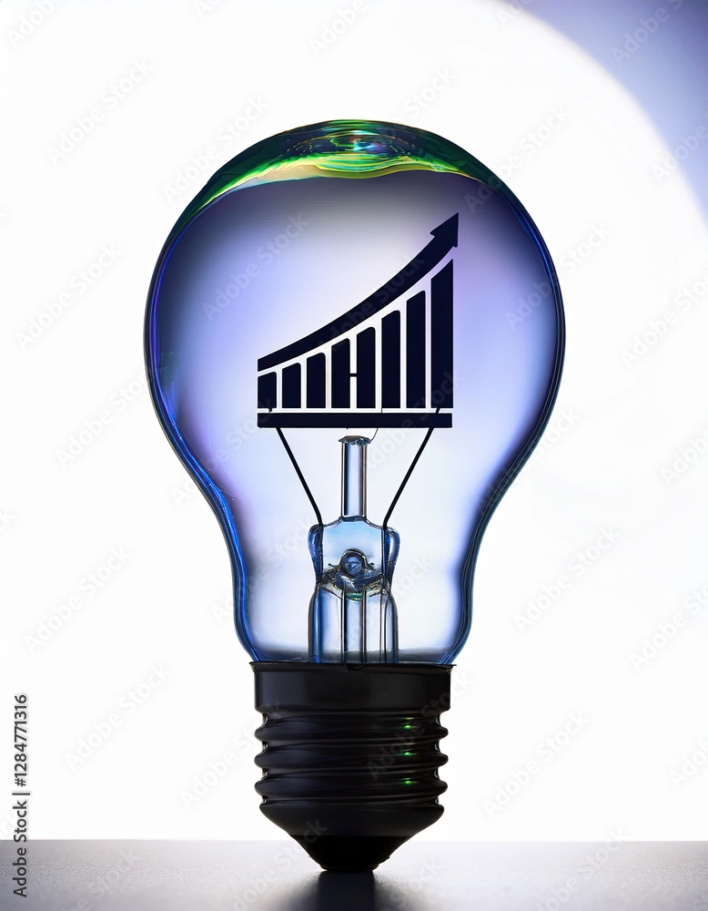 Poster Bright Ideas Illuminated Within a Lightbulb Showcasing Growth Through a Graph