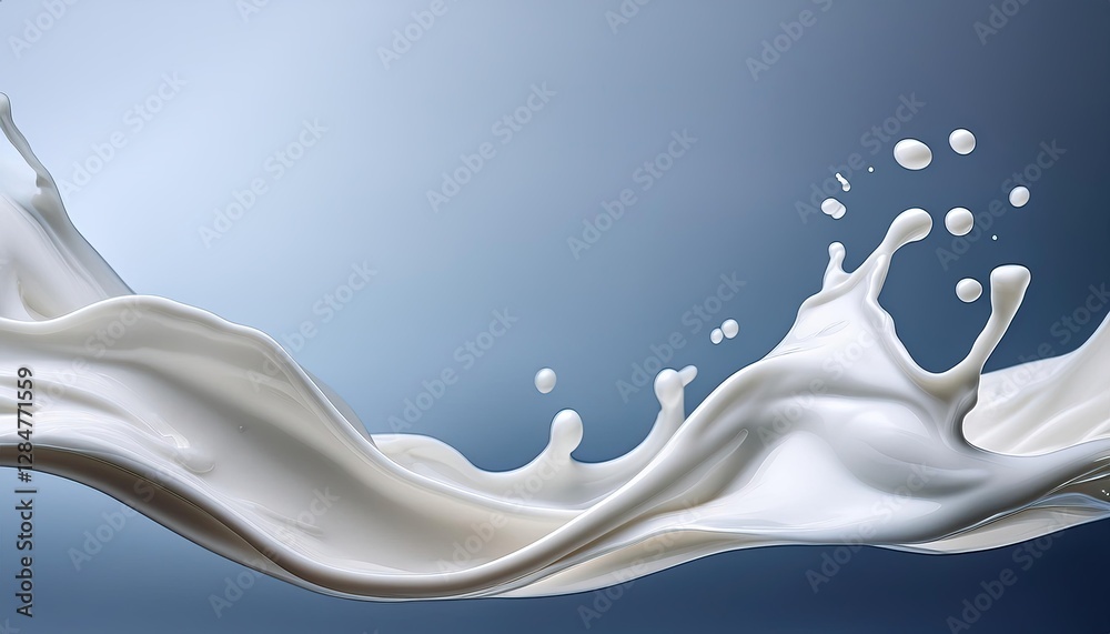 Poster milk waves dance gracefully in soft blue tones creating a mesmerizing visual experience
