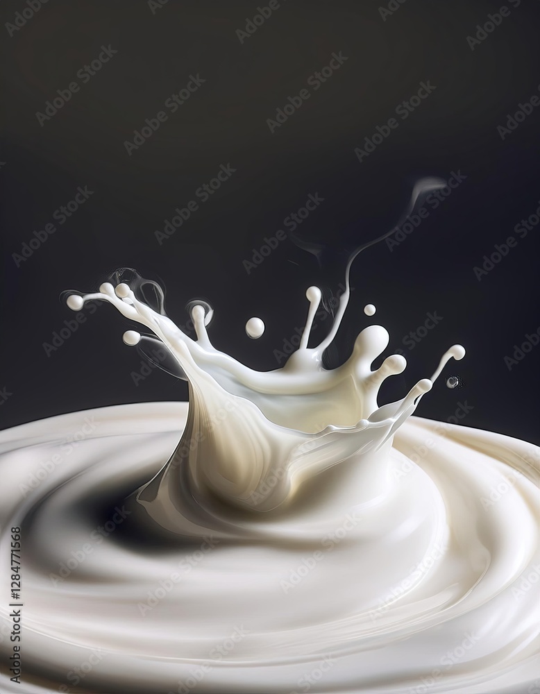 Poster milk waves swirl gracefully in a mesmerizing splash captured in motion