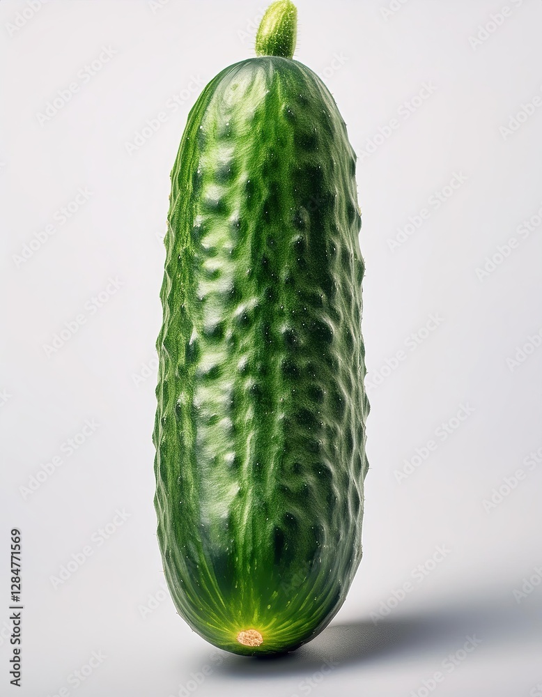 Poster minimalist line art depiction of a whole cucumber showcasing vibrant green hue and unique texture
