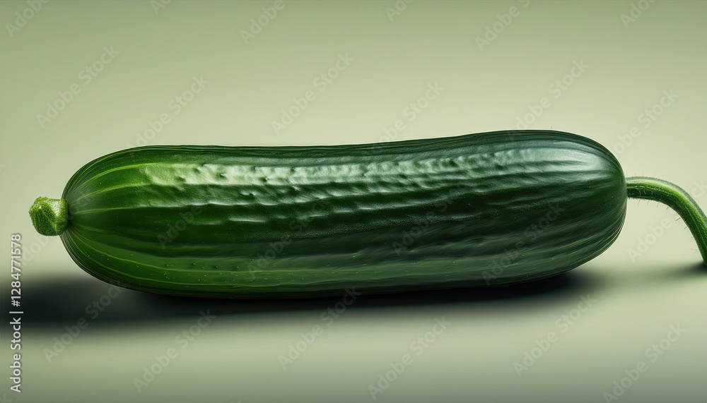 Poster Minimalist Line Art Representation of a Vibrant Cucumber in a Serene Setting
