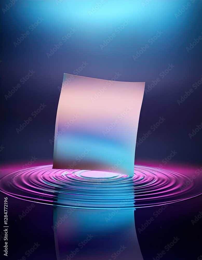 Poster floating paper creates mesmerizing ripples in a tranquil ambient atmosphere