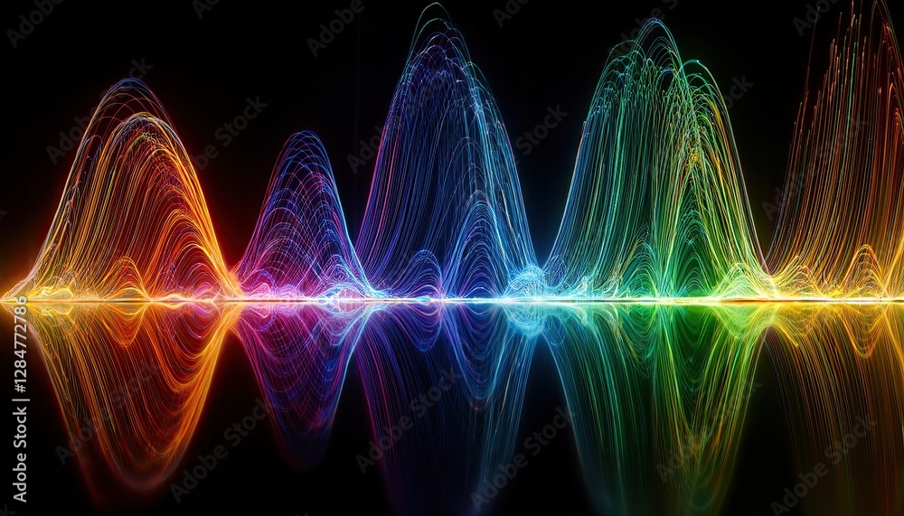 Poster Exploring Electromagnetic Spectrum Colors Through Wave Patterns and Their Significance