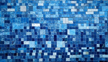 Blue marble mosaic tile texture background