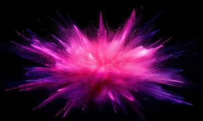 Abstract artistic explosion of glowing pink and purple light particles blending dynamically, symbolizing energy and creativity