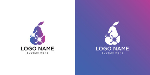 fruit vector logo with colorful technology concept