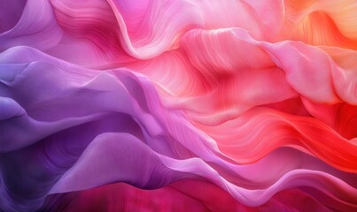 Obraz premium Abstract layered pink and red silk textures glowing softly under diffused studio lighting for a luxurious and artistic feel