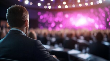 Fototapeta premium Conference attendee watching presentation