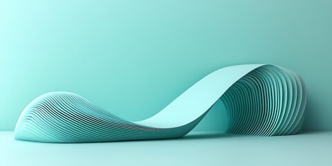 Fototapeta premium Abstract teal layered form, modern background, minimalist design, possible use product display
