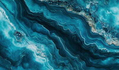 Obraz premium Abstract ripple effect in shades of blue and turquoise, soft gradients and smooth textures creating a modern and calming visual