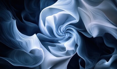 Obraz premium Abstract swirl of blue and white smoke rising against a dark background, intricate patterns creating a bold and dramatic composition