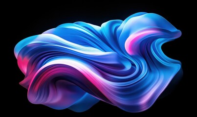 Obraz premium Abstract swirl of neon blue and pink waves forming dynamic curves against a black background, symbolizing futuristic energy and innovation