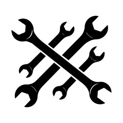 Fototapeta premium silhouette of clean vector Wrench set isolated on white background