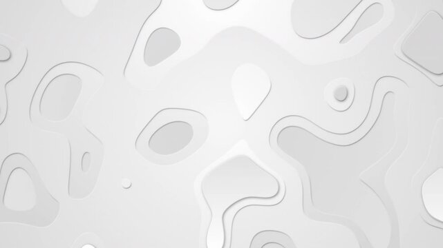 Abstract white shapes like a shifting topographical map or cut paper on a seamless loop.

