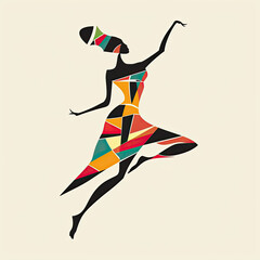 Joyful dance of tradition through modern minimalist expression in flat design