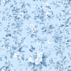 Fototapeta premium Seamless blue floral background