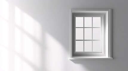 Fototapeta premium Sunlit Window on a White Wall, Minimalist Interior Scene