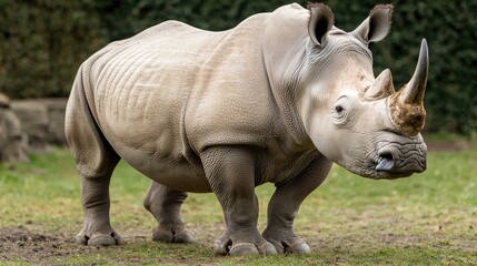 Obraz premium White Rhinoceros in Zoo Enclosure