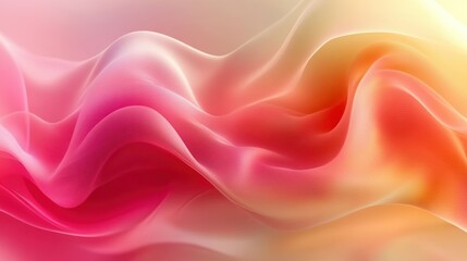 Obraz premium Abstract flowing fabric design, soft pink and orange gradient, blurred background