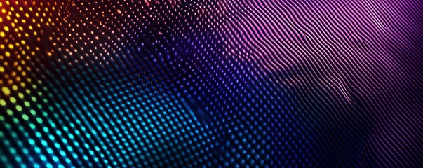 Abstract pattern with vibrant neon dots and lines in purple and blue gradient
