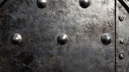 Weathered Metal Texture with Rivets: Dark Gray Industrial Background