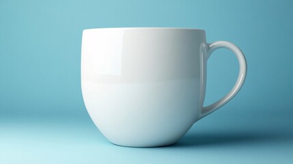 Obraz premium White Porcelain Mug on Blue Background