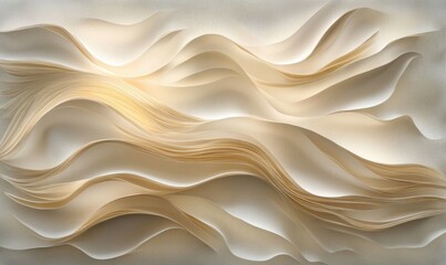 Obraz premium Dynamic arrangement of beige paper waves illuminated by soft light, emphasizing their layered textures and organic flow for an artistic abstract composition