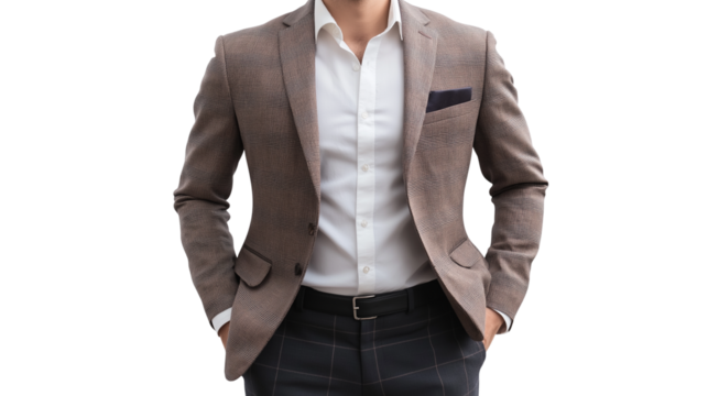 Portrait of a handsome businessman wearing suit isolated on transparent background, cut out