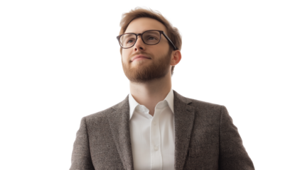 Portrait of a handsome businessman wearing suit isolated on transparent background, cut out