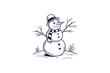 snowman with scarf clip art vector illustration