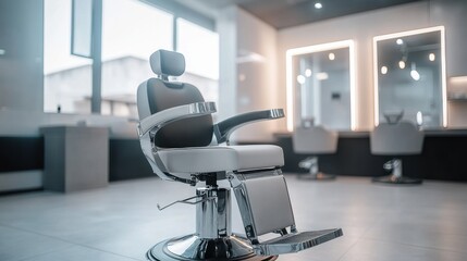 A modern electric barber chair with adjustable settings in a salon