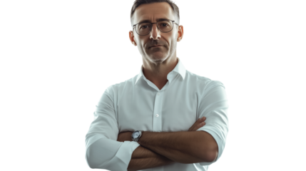 Portrait of a handsome businessman wearing suit isolated on transparent background, cut out