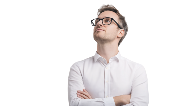 Portrait of a handsome businessman wearing suit isolated on transparent background, cut out